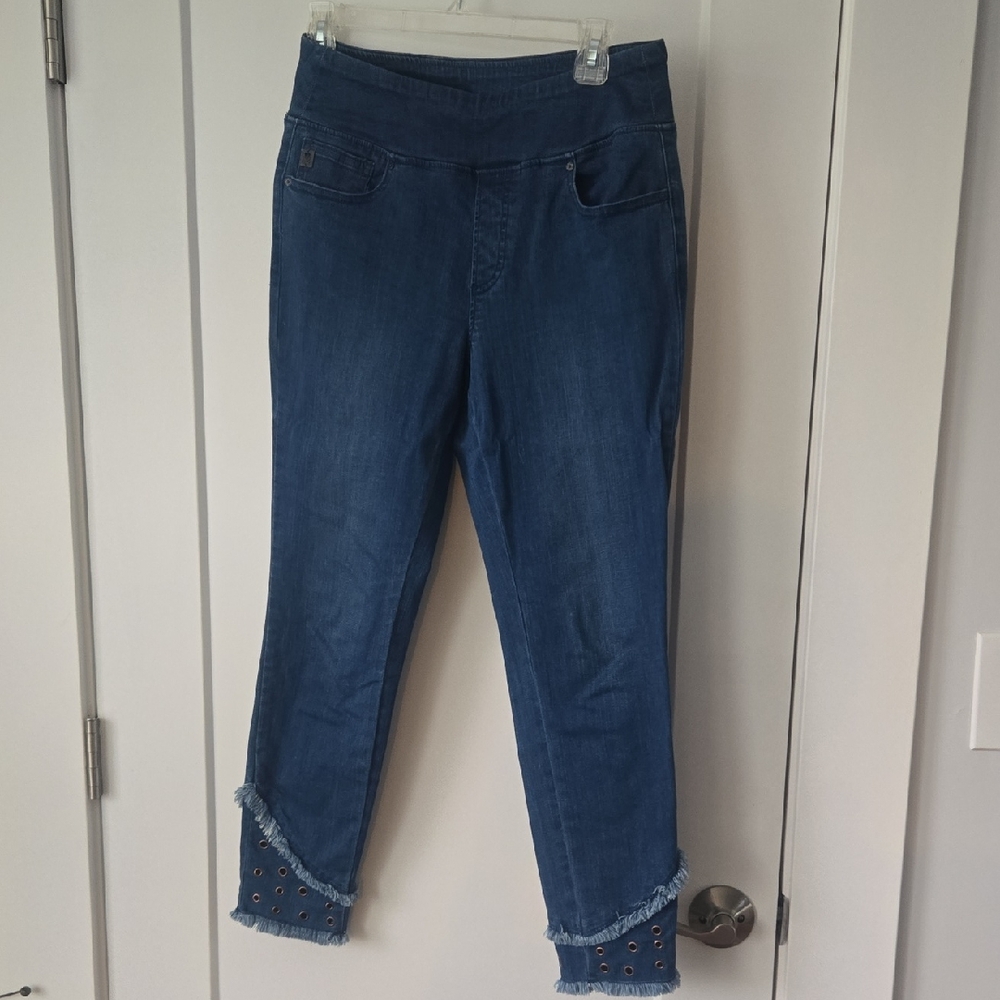 Belle by Kim Gravel Blue Ankle Cropped Jeans